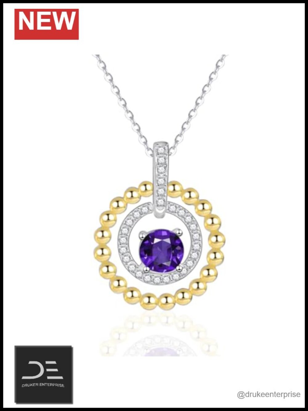 Vxddy Pendant Necklace 18K Gold-Plated Sterling Silver Adjustable
